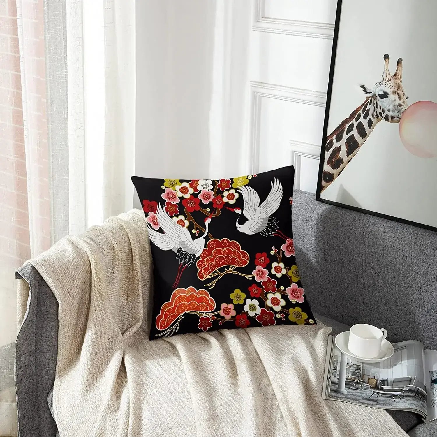 Chaise De Sol en Bois avec Support Dorsal Style Japonais Coussin en Chaise De Sol en Bois avec Support Dorsal Style Japonais Coussin en