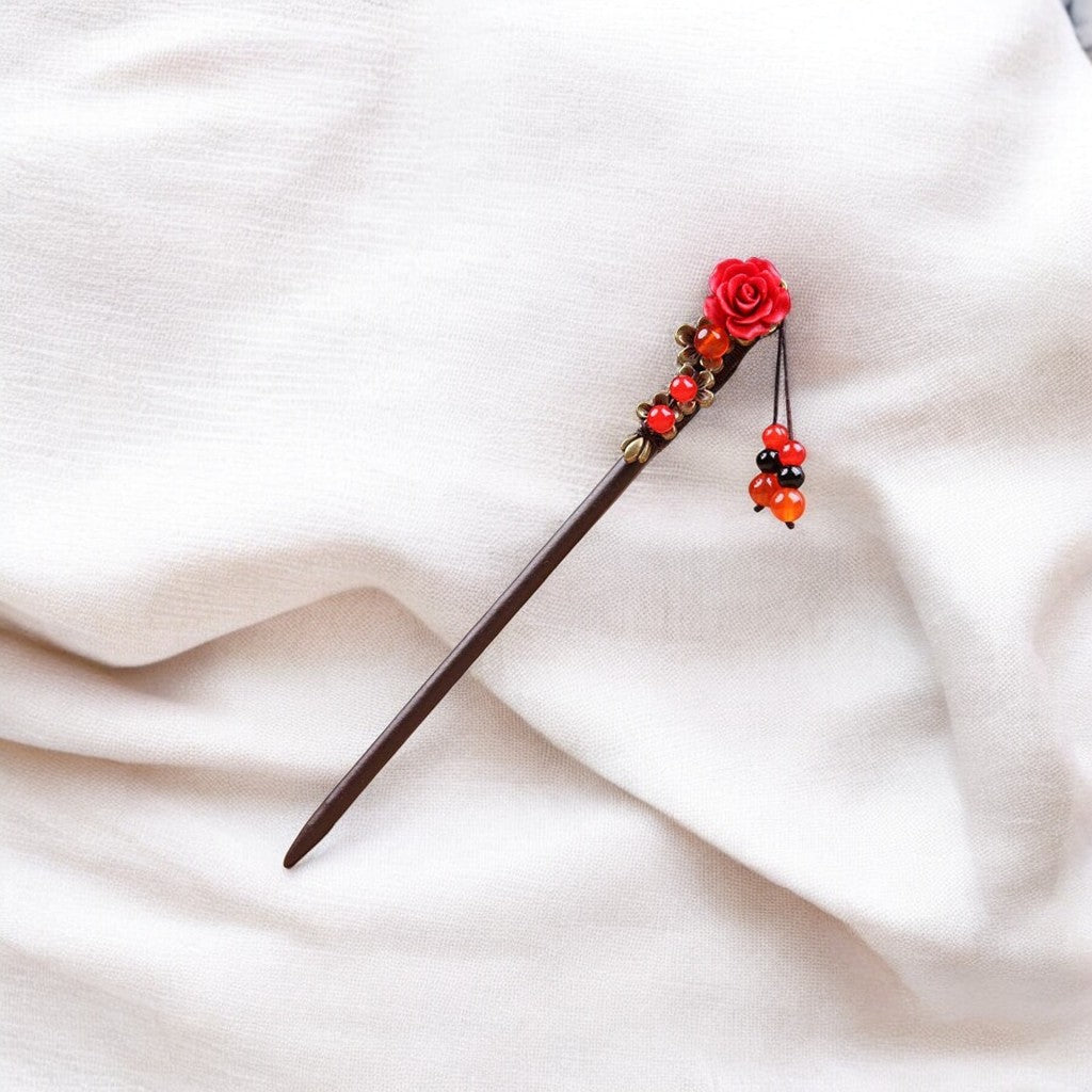 Japanese wooden beaded chopstick