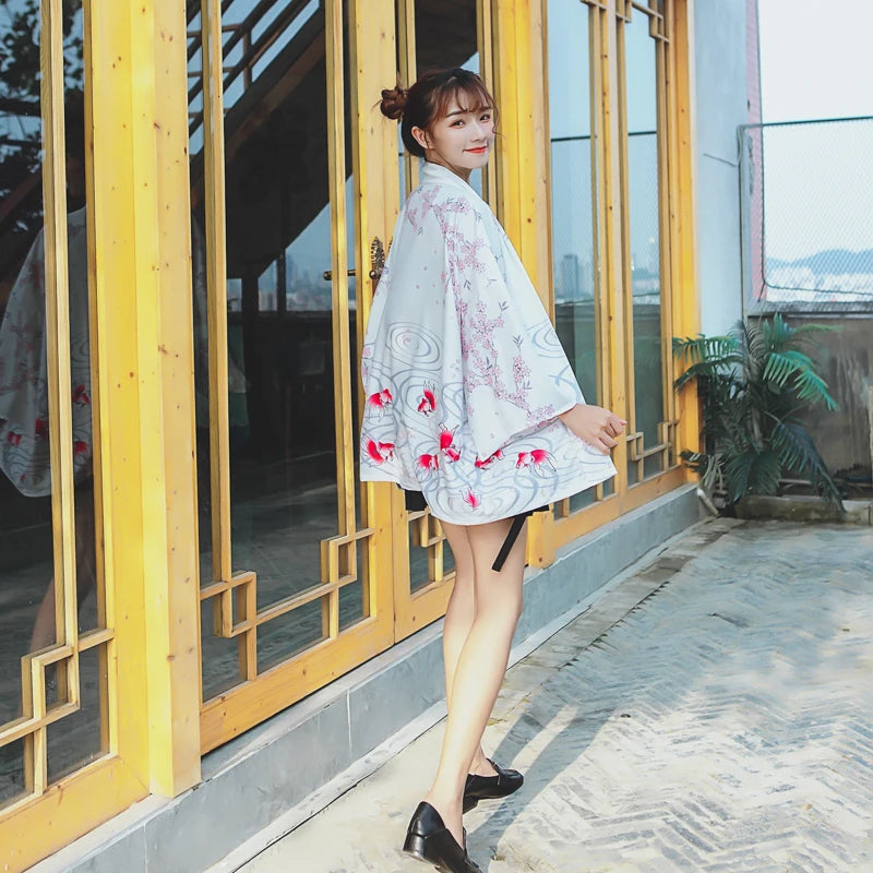 Damen-Kimonojacke mit Blumenmuster