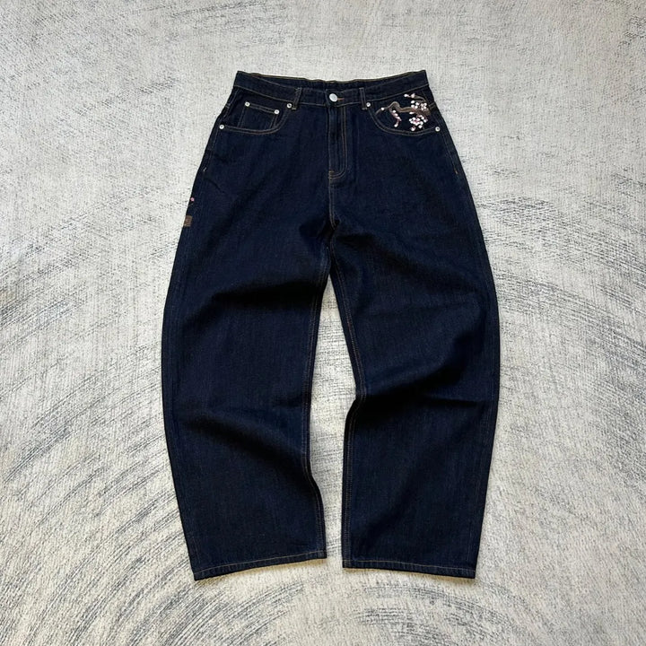 Baggy Japonais Brodé Sakura Tendance