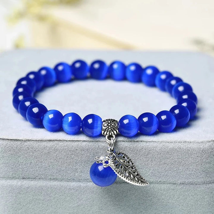 Bracelet Japonais Perles d’œil de Chat Bleu