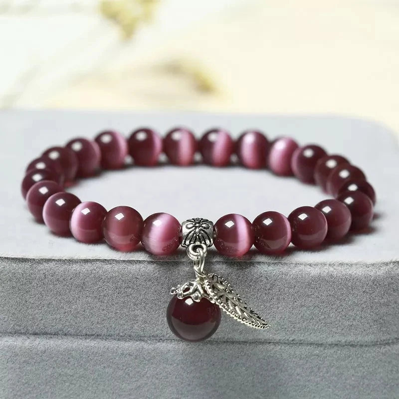 Bracelet Japonais Perles d’œil de Chat Marron