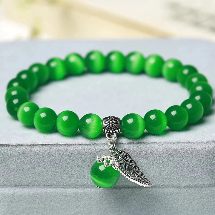 Bracelet Japonais Perles d’œil de Chat Vert
