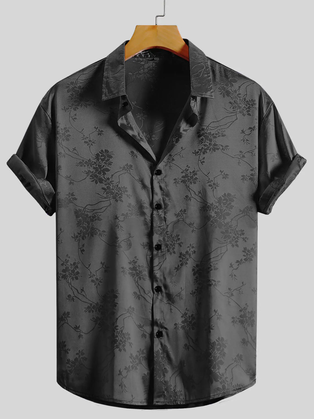 Chemise Japonaise Chic à Fleurs Noir