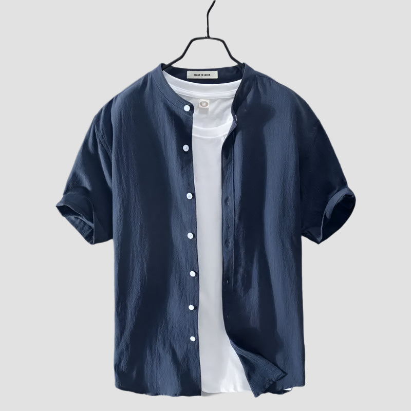 Chemise à Manches Courtes Style Japonais Bleu