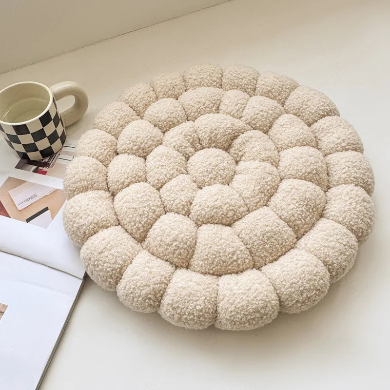 Coussin Japonais Doux Tissé Fleur beige
