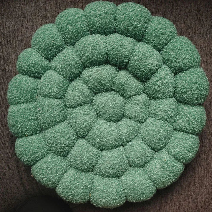 Coussin Japonais Doux Tissé Fleur vert
