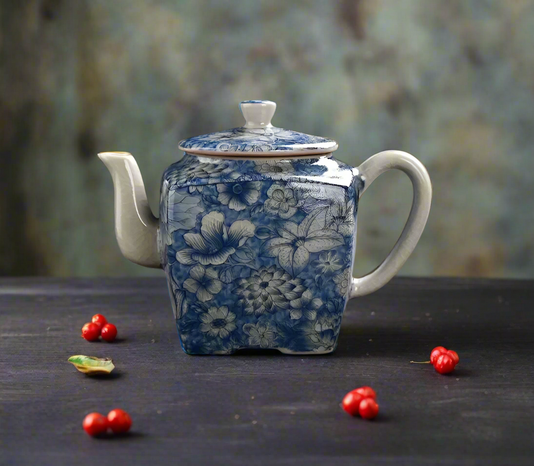 Japanese Ceramic Flower Teapot