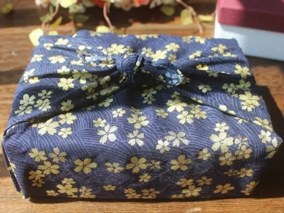 Furoshiki Cadeaux à Fleurs Bleu