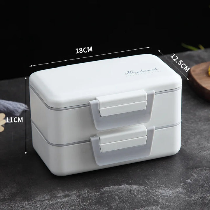 Bento Box Minimaliste Blanc Double Couches