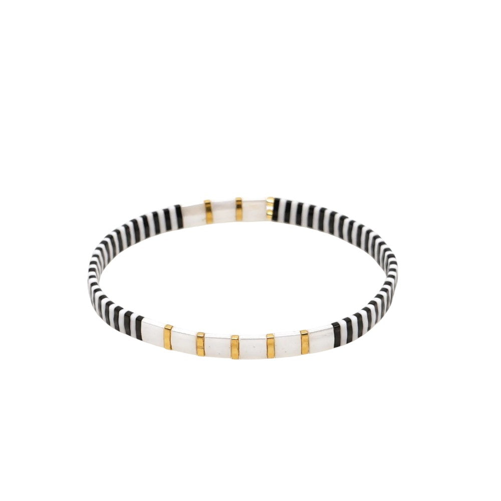 Miyuki Tila Bracelet Gold Black White