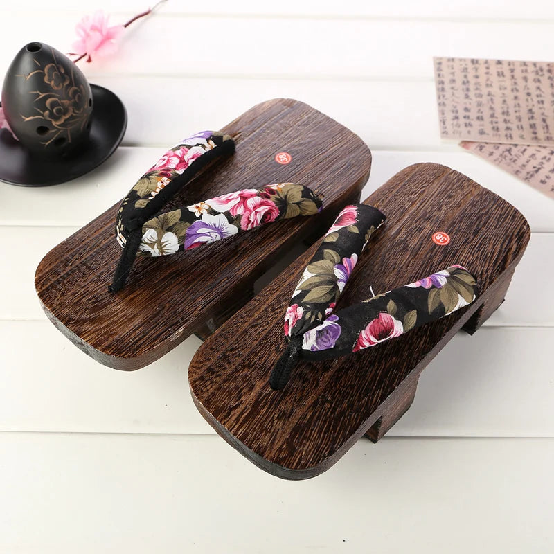 Geta Japonaise Homme fleurie noir