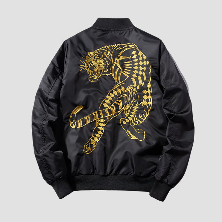 Sukajan Noir Homme Motif Tigre