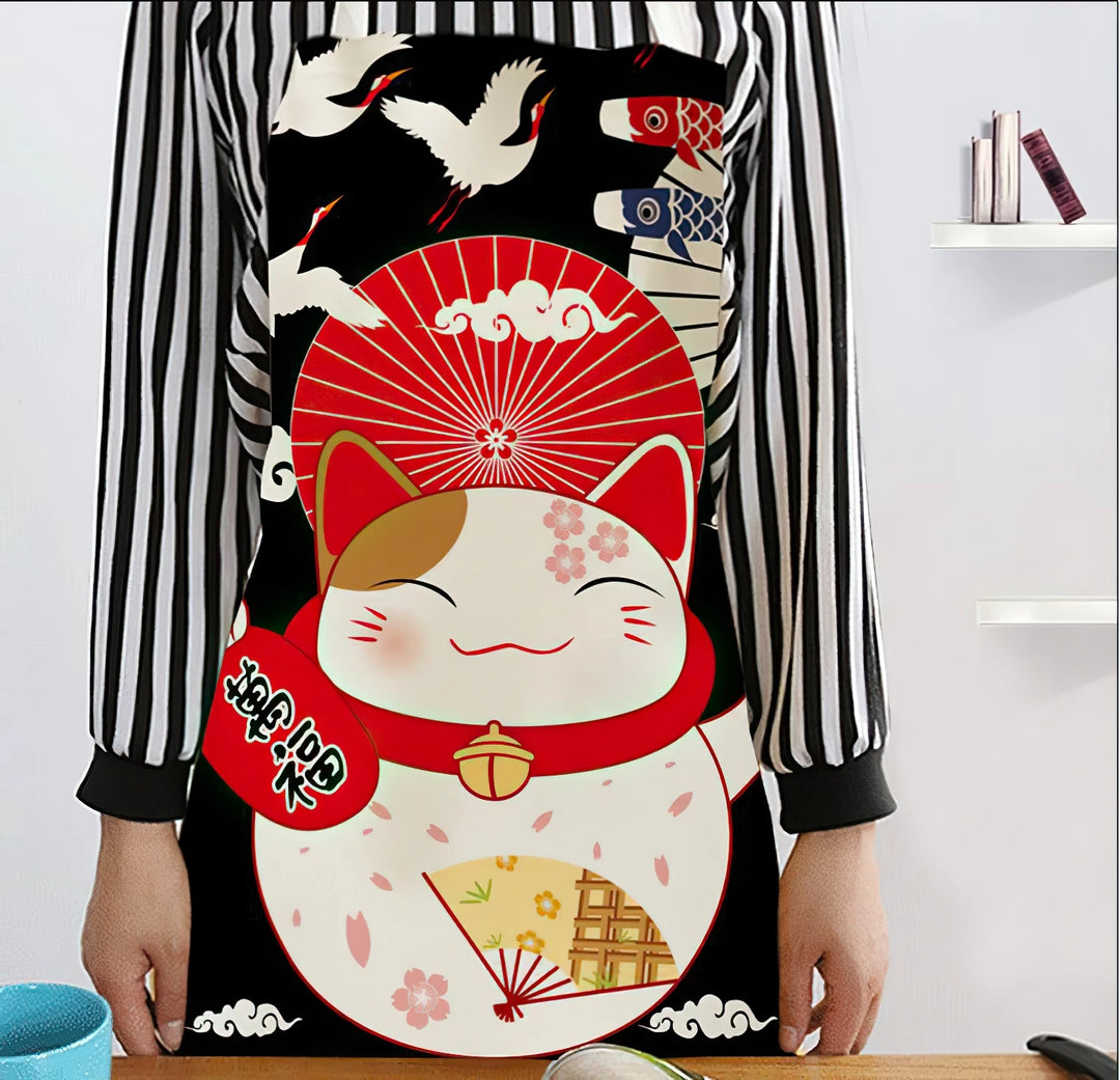 Tablier Japonais Chat Porte-Bonheur