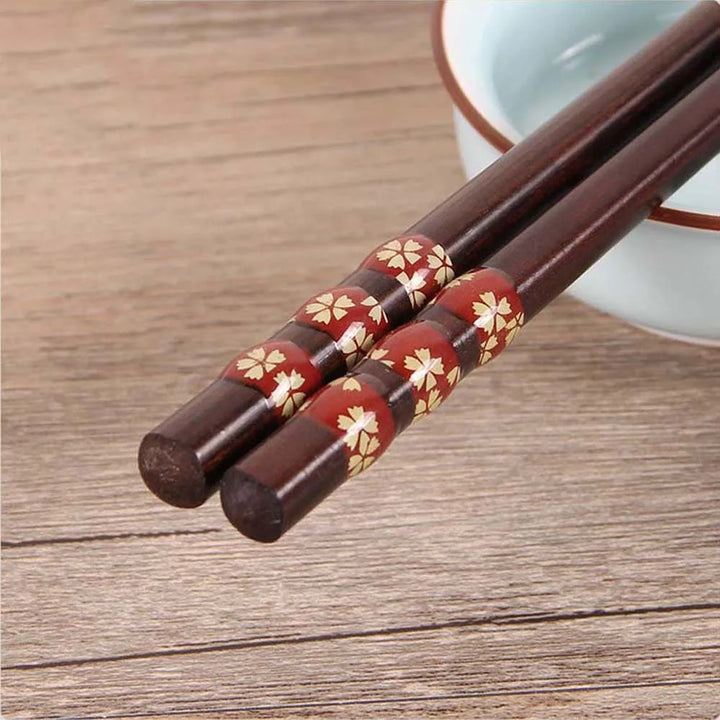 Baguette Japonaise à Motifs Fleurs rouge
