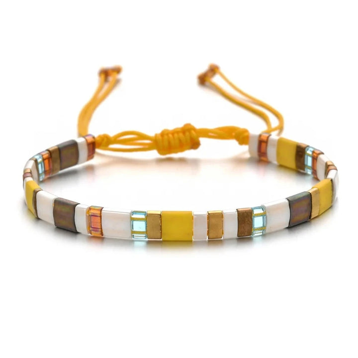 Bracelet perles miyuki plates jaune