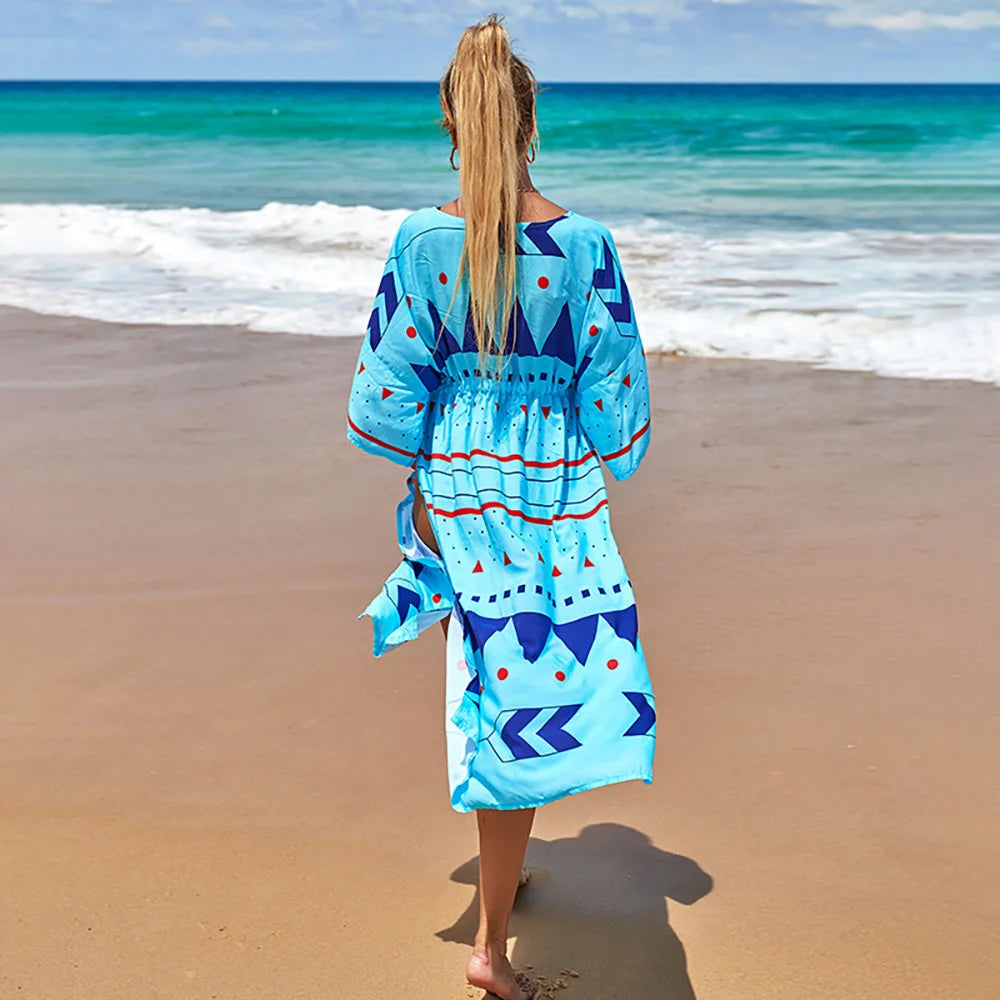 Kimono de Plage à Motifs Géométriques Colorés
