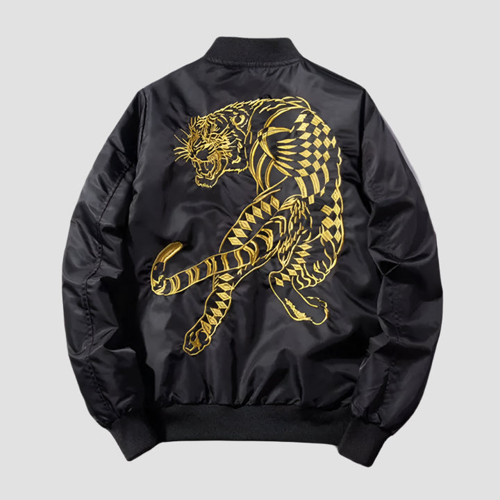 Sukajan Noir Homme Motif Tigre