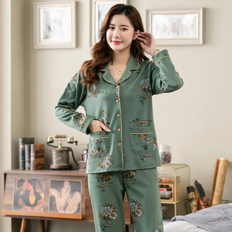 Comfortable Green Japanese Women's Pajamas