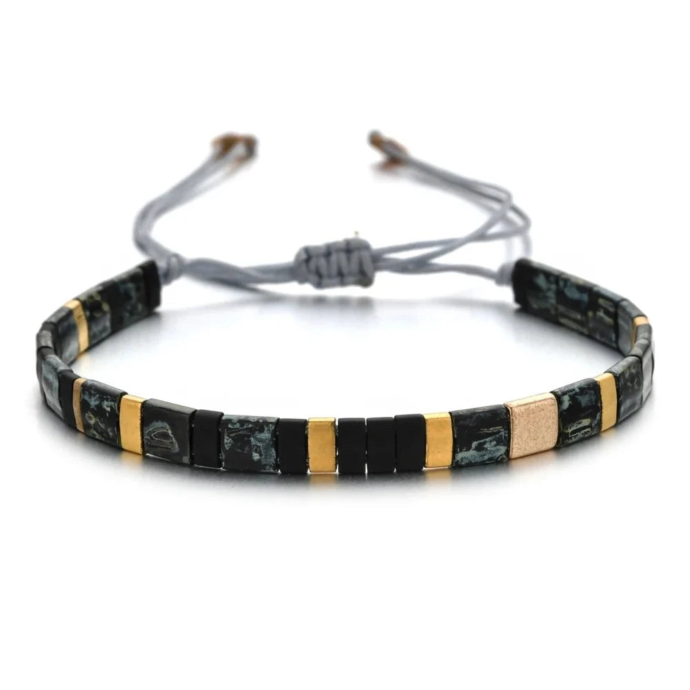 Bracelet perles miyuki plates homme