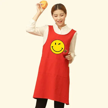 Tablier Japonais Smiley Rouge