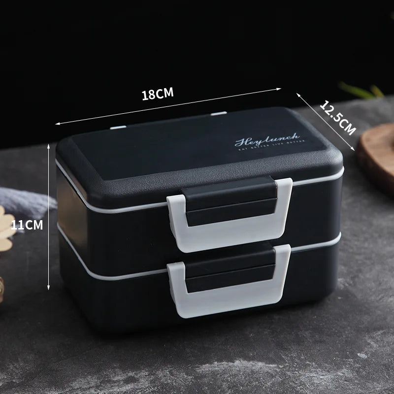 Bento Box Minimaliste Noir Double Couches