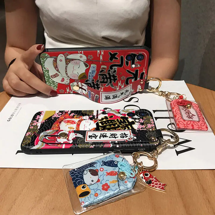 Coque de téléphone japonaise chat porte-bonheur