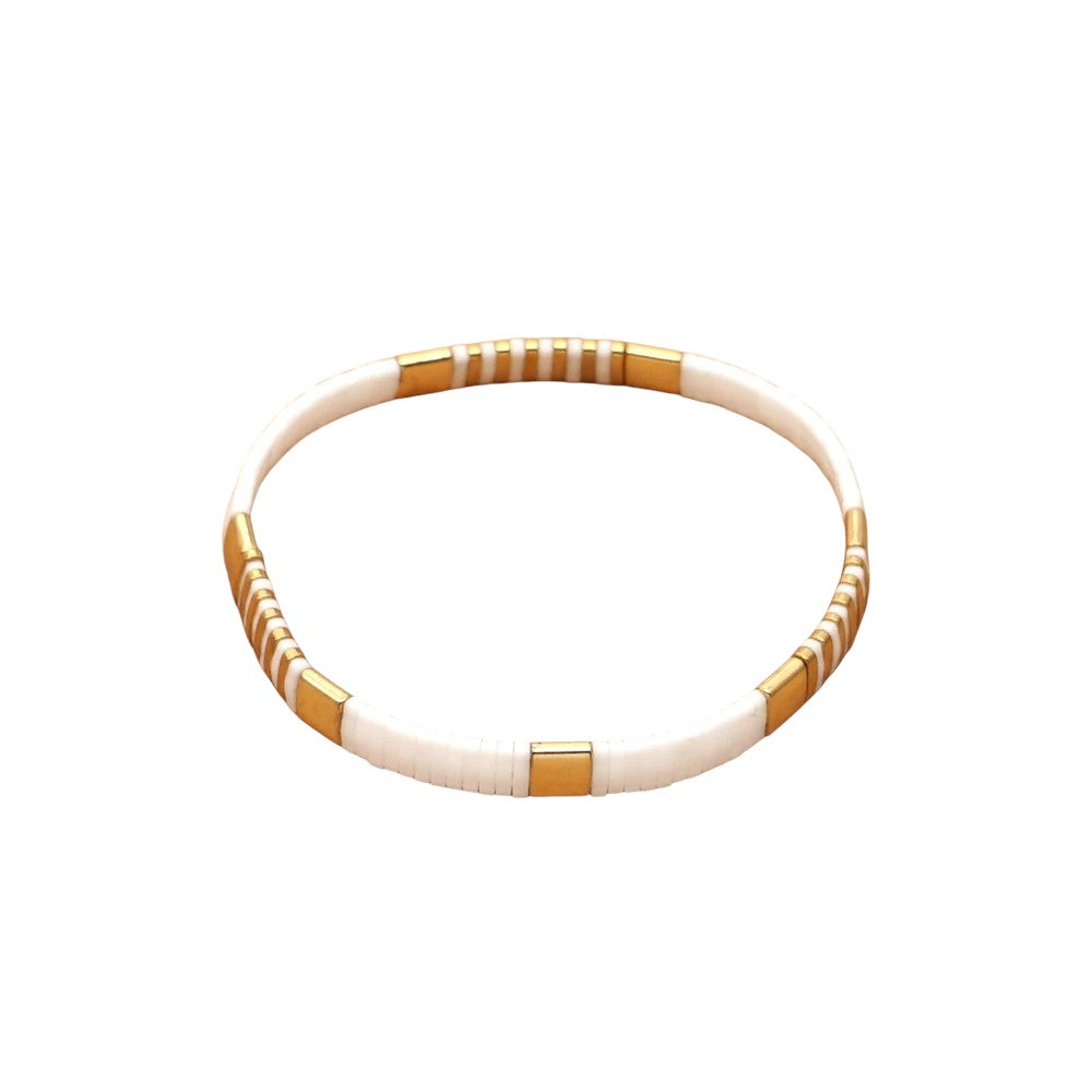 White Gold Tila Beads Miyuki Bracelets