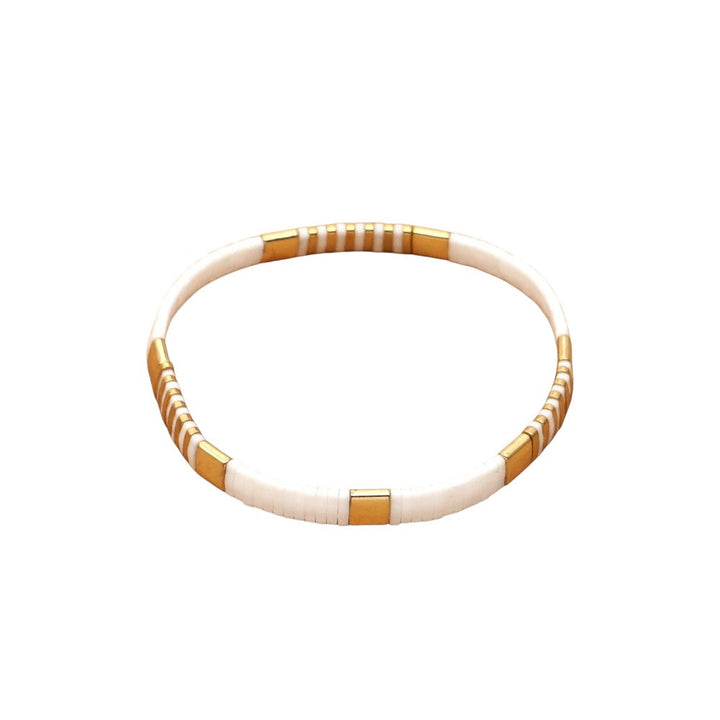 White Gold Tila Beads Miyuki Bracelets
