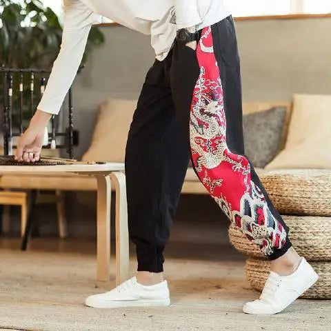 Pantalon Japonais Dragon Noir