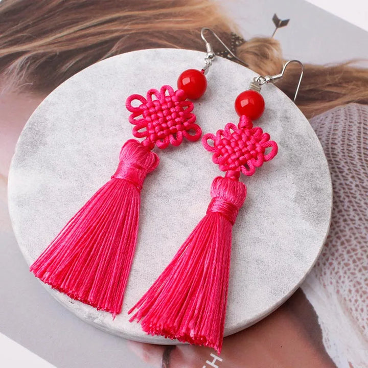 Japanese braided silk knot earring