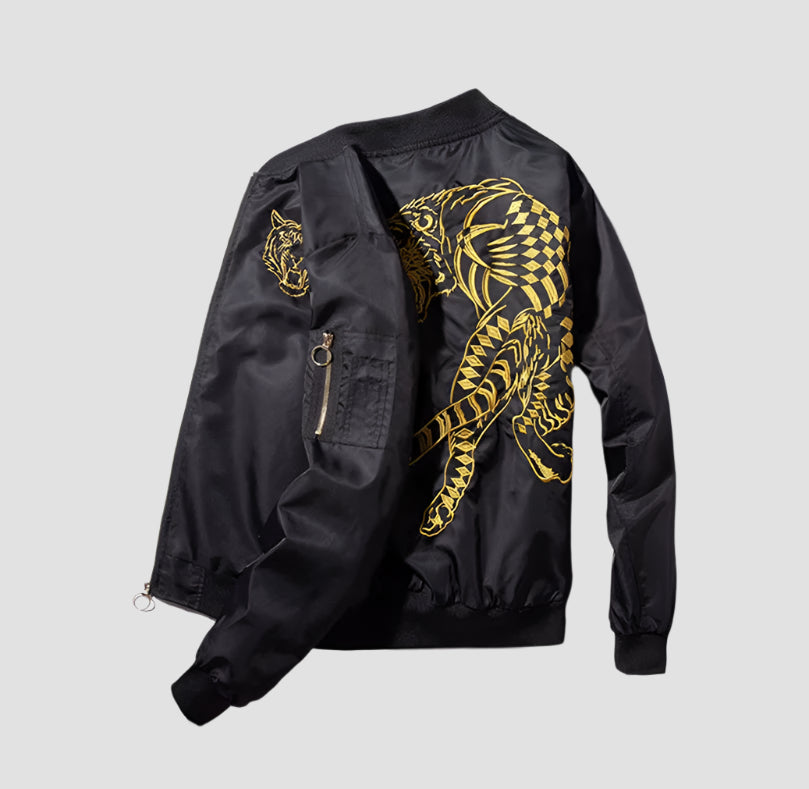 Sukajan Noir Homme Motif Tigre