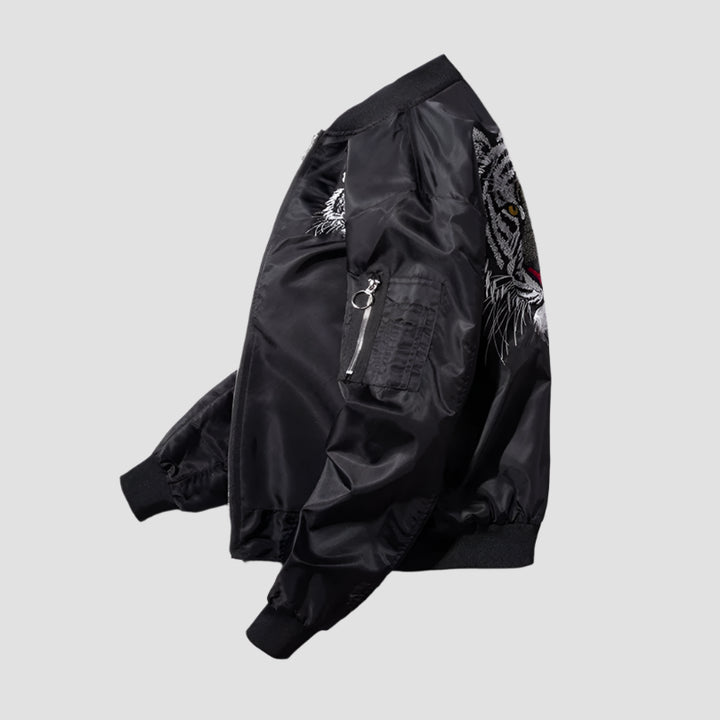 Sukajan Noir Homme Motif Tigre