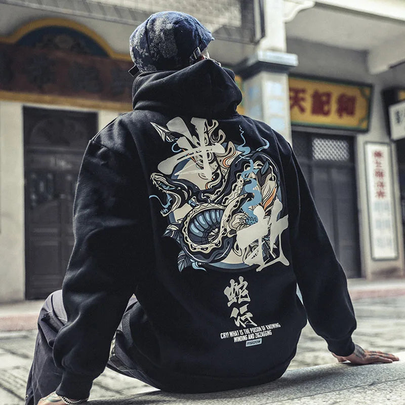 Pull Motif Japonais Homme Noir