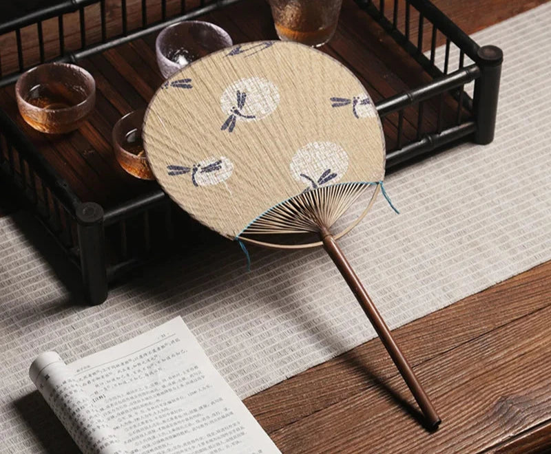 Éventail uchiwa jaune