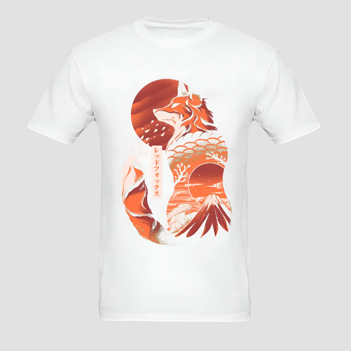 T-shirt Japonais Artistique Renard Blanc
