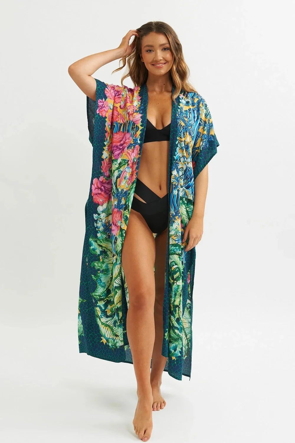 Kimono de Plage à Motif Floral Élégants