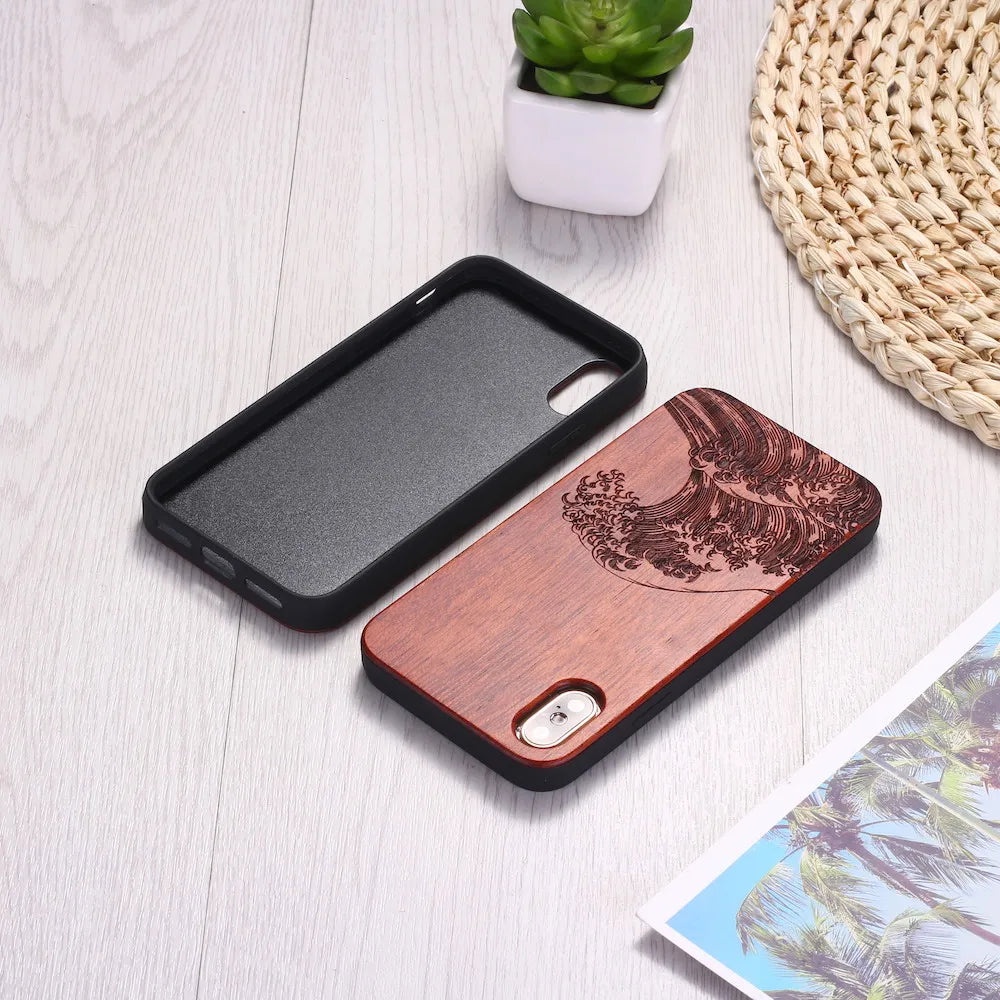 Coque de téléphone japonaise gravée