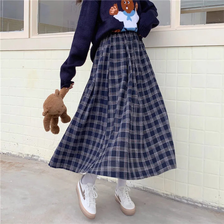 Jupe japonaise femme longue à carreaux