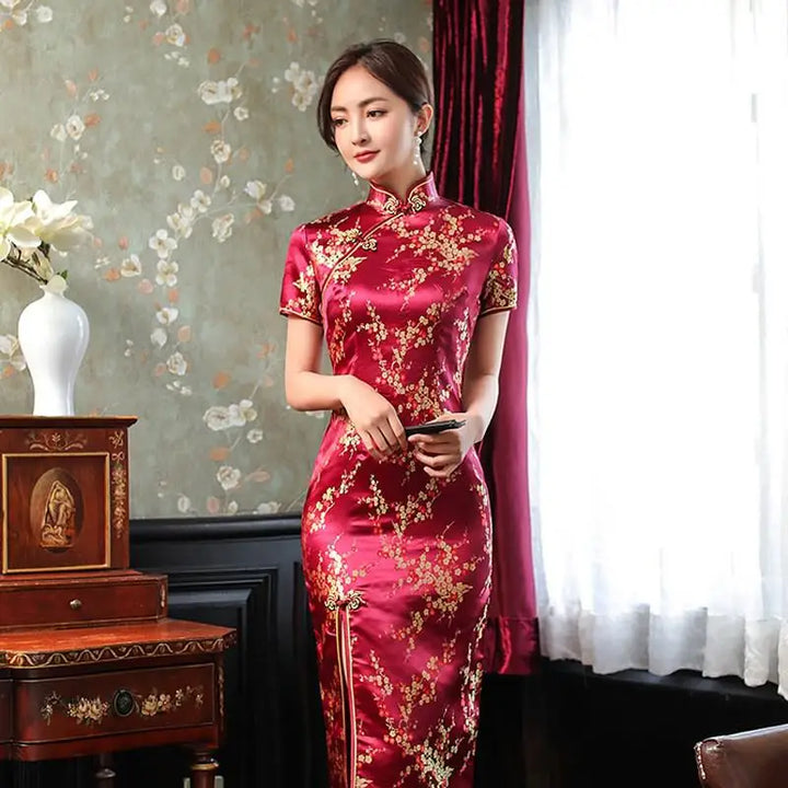 Robe de Soirée Japonaise bordeaux