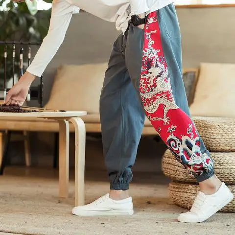 Pantalon Japonais Dragon Gris
