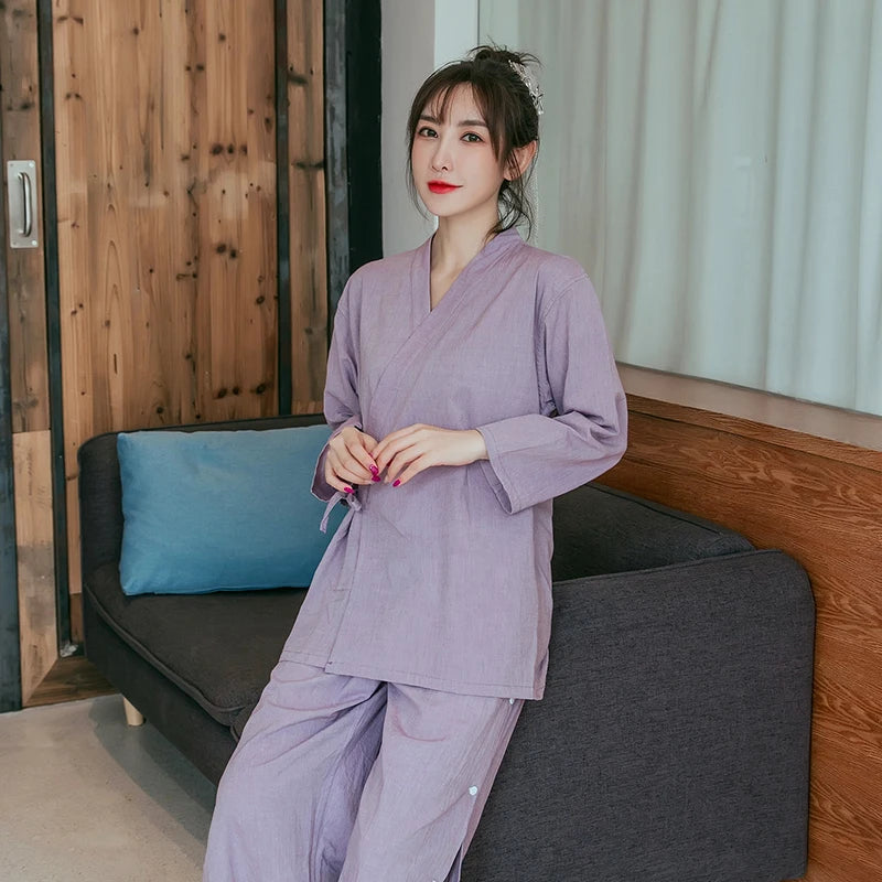 OWLONLINE Costume de Pyjama Kimono Japonais pour Femmes en Pur Coton Taille M A16 OWLONLINE Costume de Pyjama Kimono Japonais pour Femmes en Pur Coton Taille M A16