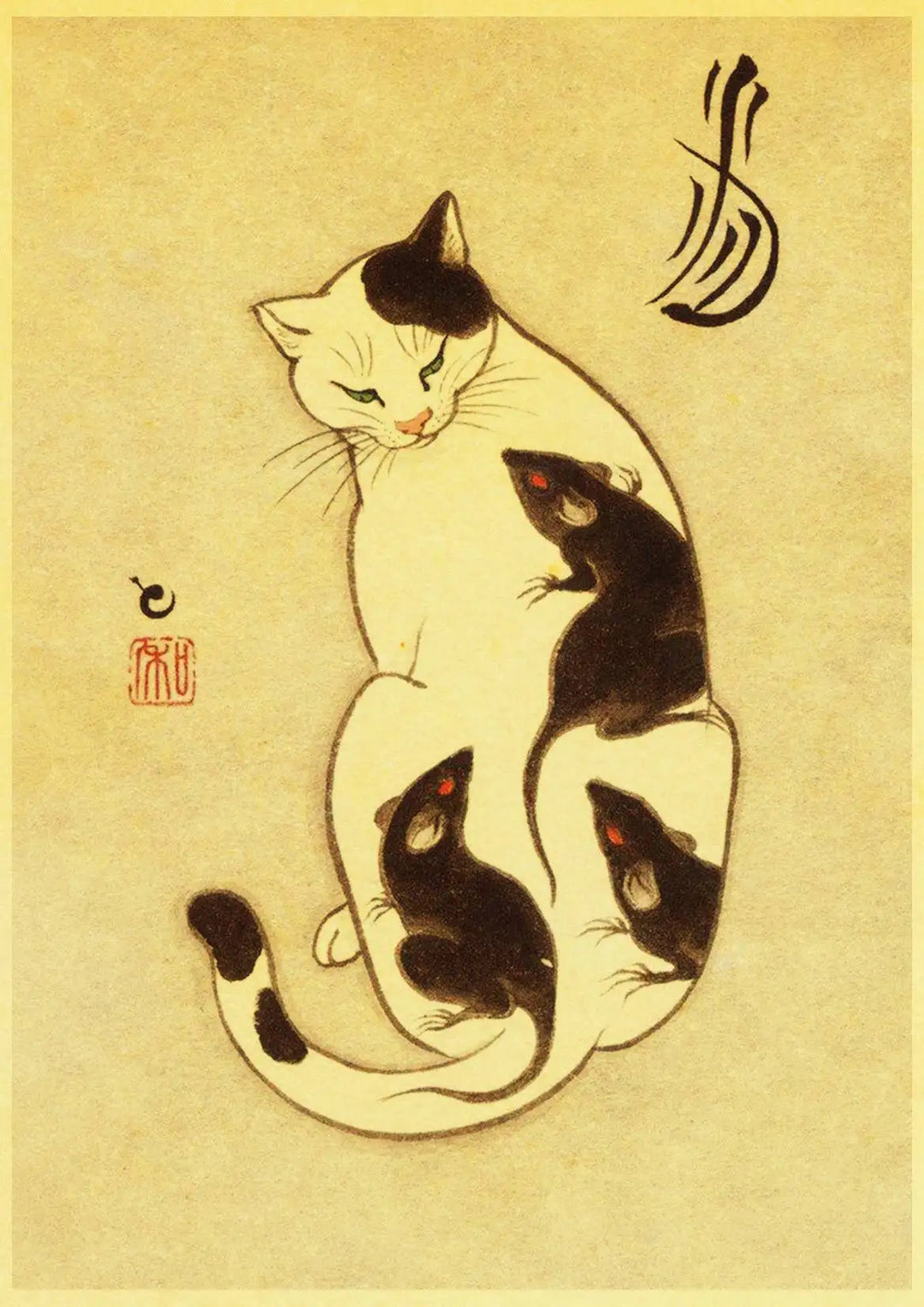 Affiche Japonaise Murale Chat
