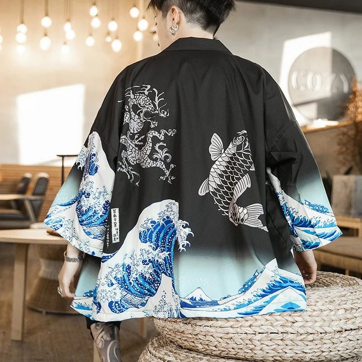 Veste Kimono Homme Carpe Koi Noble