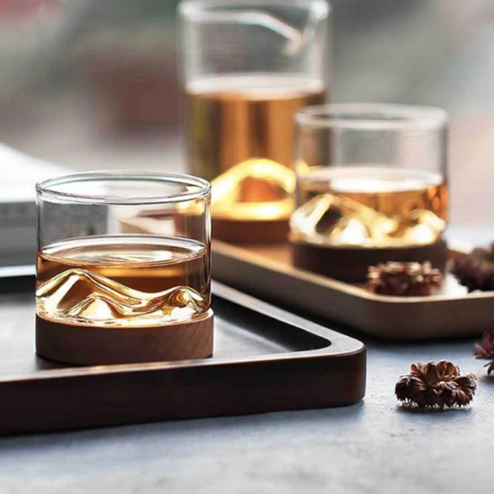 Verre Japonais Base en Bois