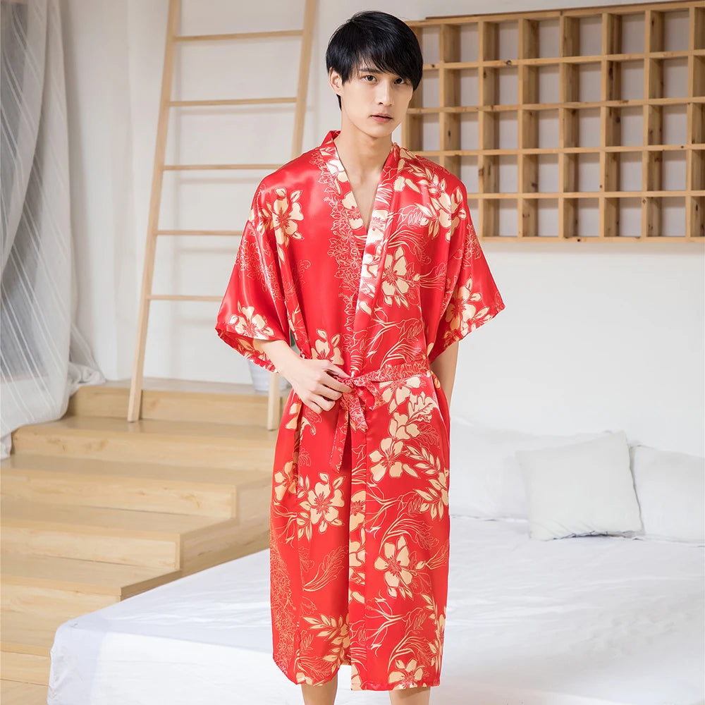 Kimono Satin Homme Peignoir