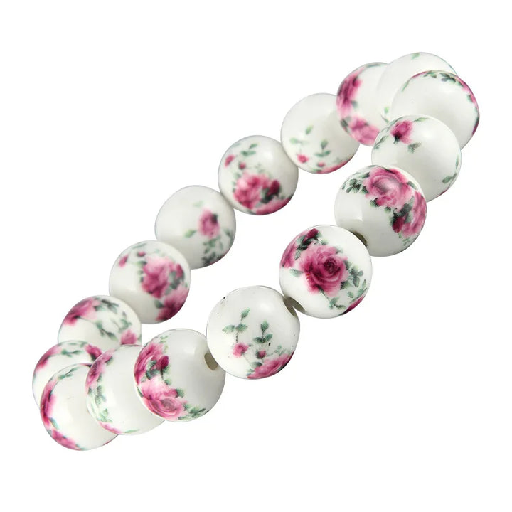 Bracelet Japonais Perles Céramique à fleur