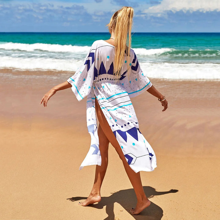 Kimono de Plage à Motifs Géométriques Élégants