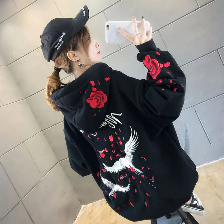 Sweat Femme Motif Japonais noir