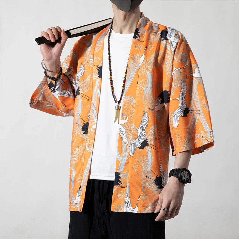 Veste Kimono Homme Grues Volantes